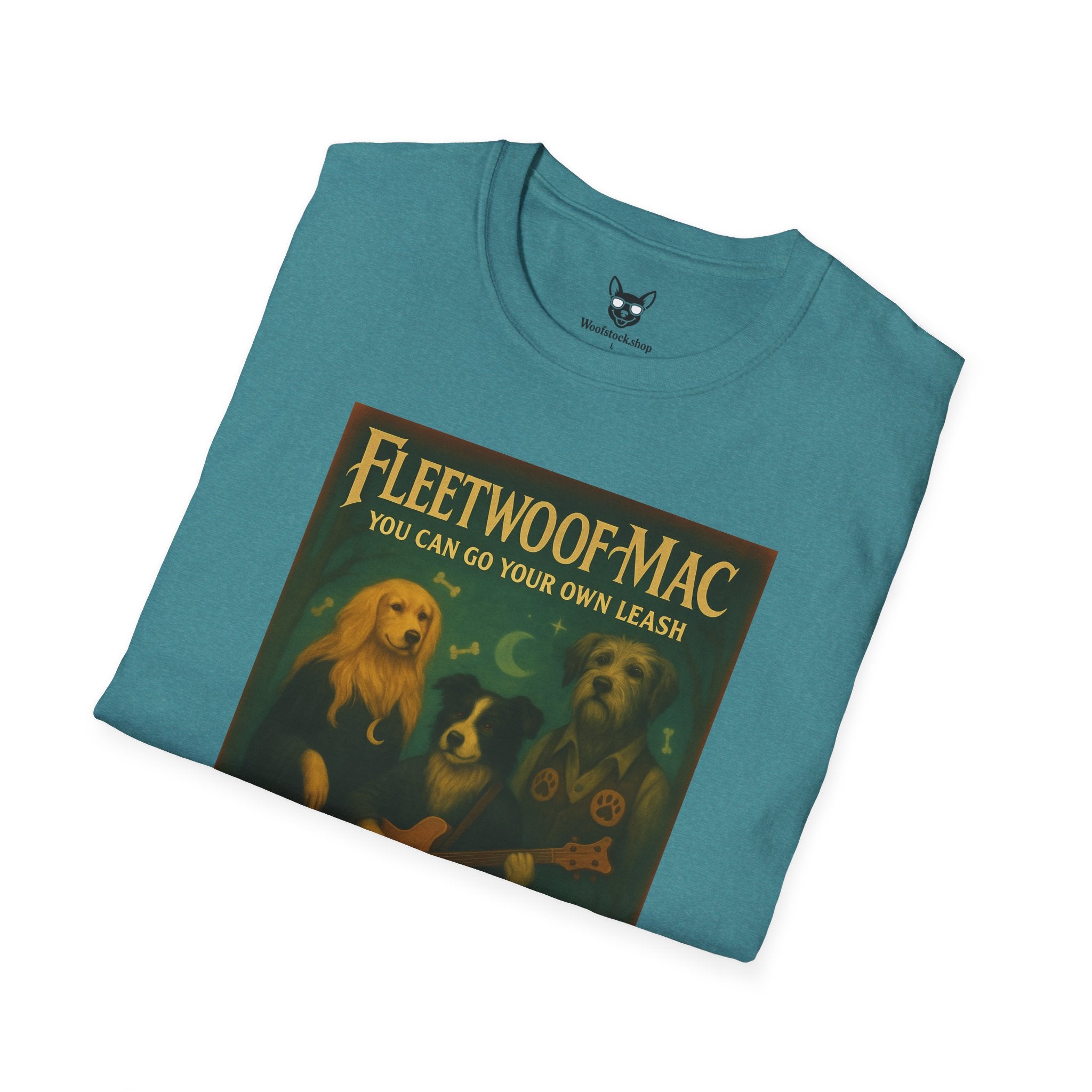 Fleetwood Mac Concert Poster Dog Parody Unisex Softstyle T-Shirt – Funny Tee for Music and Dog Lovers